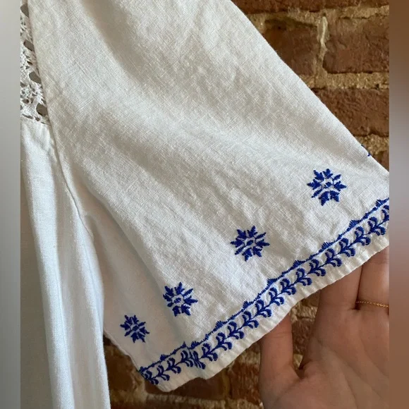 Loft Embroidered Pintucked Lace Cutout Top - Picture 4 of 8